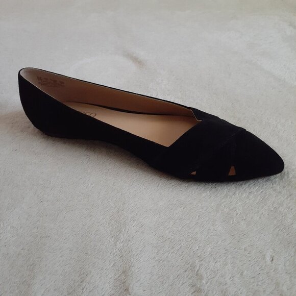 Franco Sarto Women's Size 9 Halissa Black Suede Pointed Toe Criss Cross Flats - Picture 3 of 12